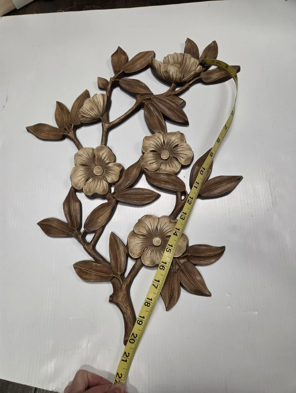 Vintage Syroco Dogwood Floral Wall Plaque 4565 Mid Century Modern Faux Wood - Picture 8 of 8